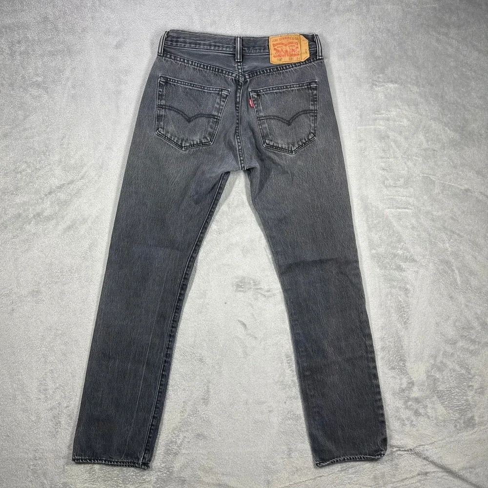 Levi's 501 Original Fit Jeans Mens 31(27)x34(30.5) Black Faded Straight Leg